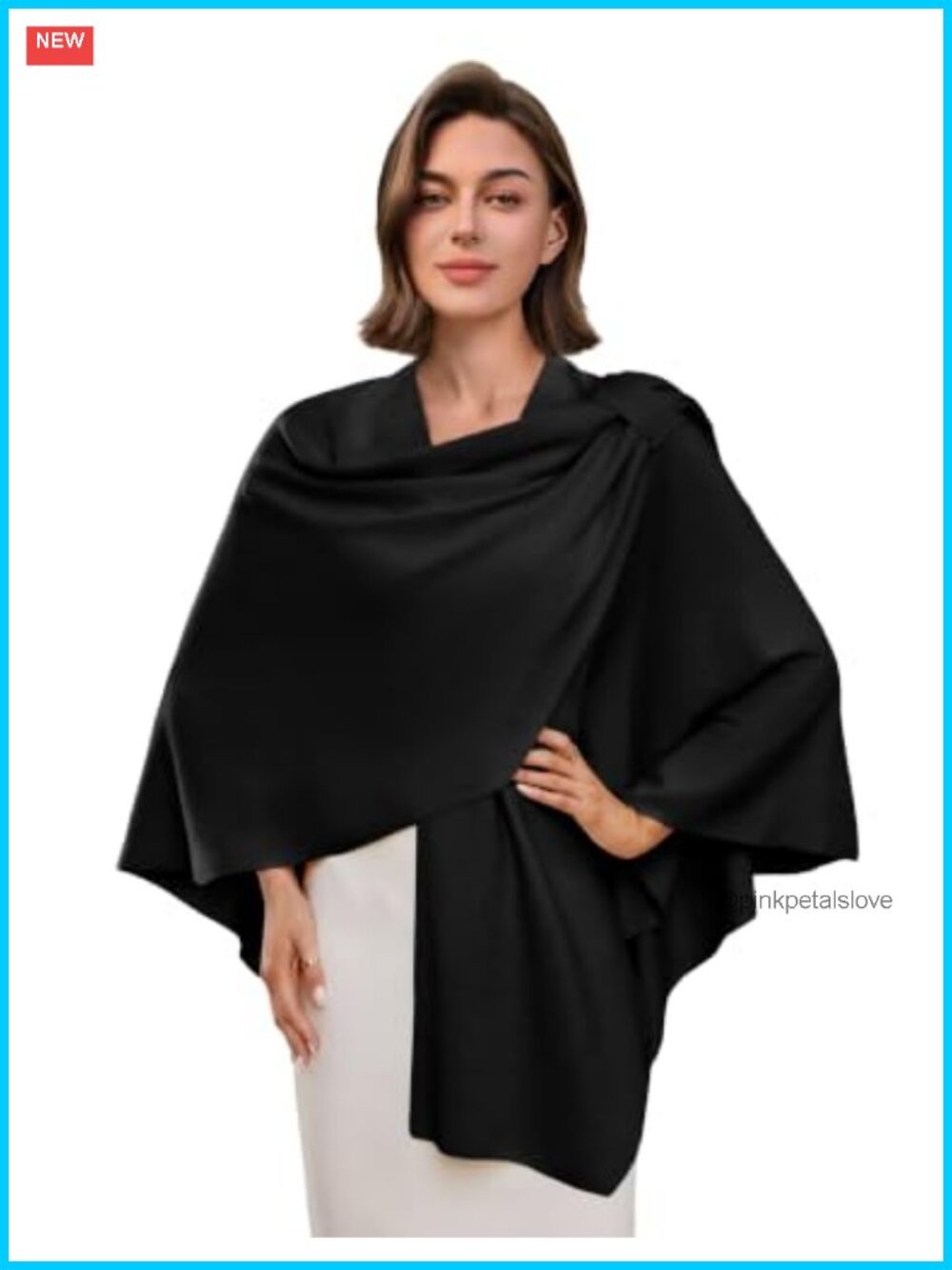 Womens Cross Front Poncho Shawl Wrap Soft Knit Formal Wedding Guest